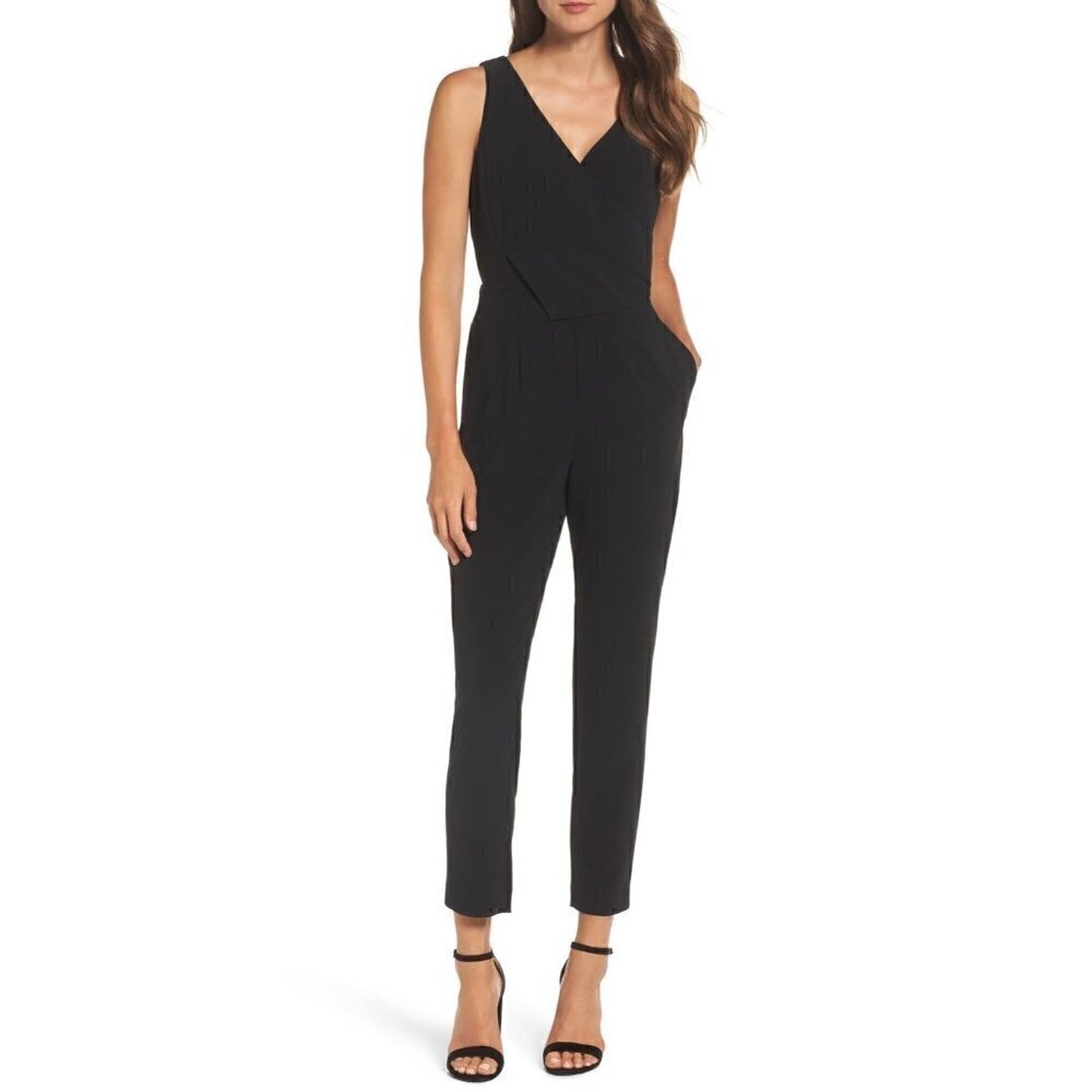 NWOT Ali & Jay Size L Sleeveless Slim Leg Asymmetrical Jumpsuit - Black MSRP$138